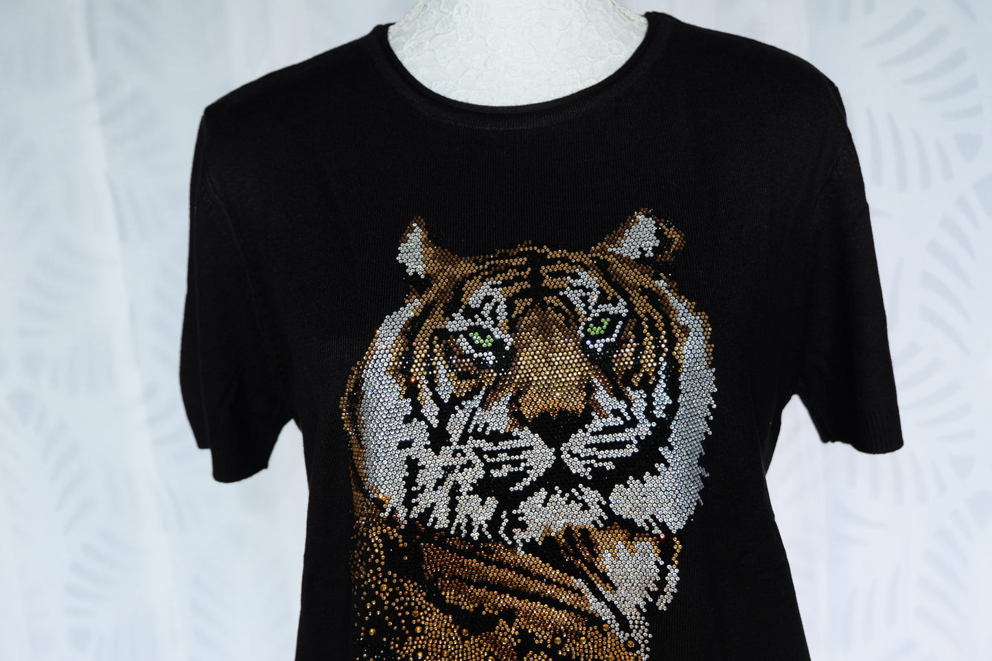 Camiseta de punto negra tigre